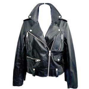 LEVI’S Crocodile Faux Moto Jacket Black Color Size XS